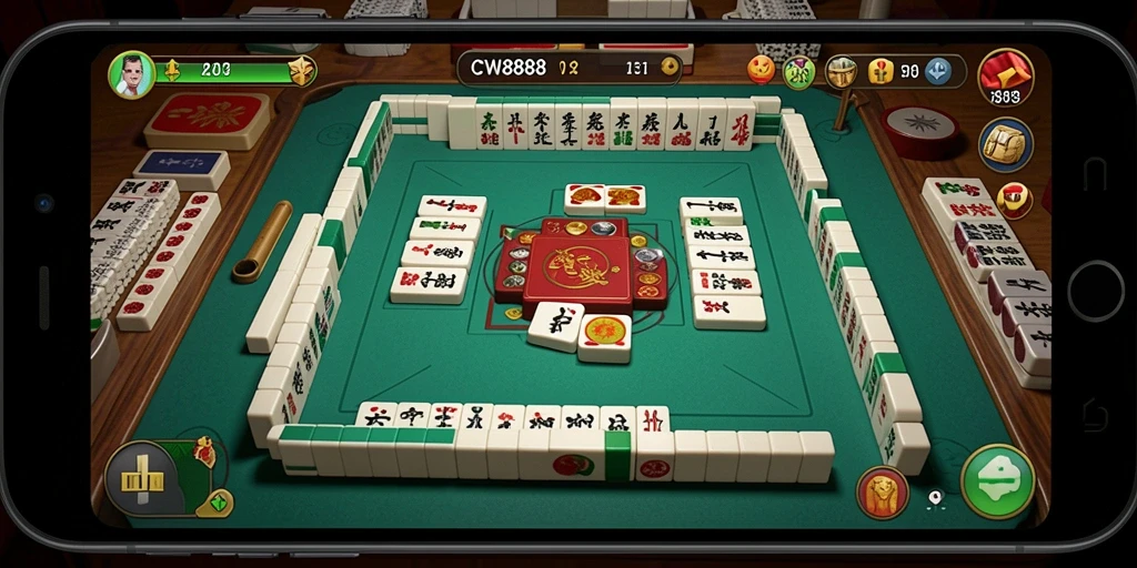 Screenshot utama CW8888 menampilkan gameplay Mahjong yang seru.