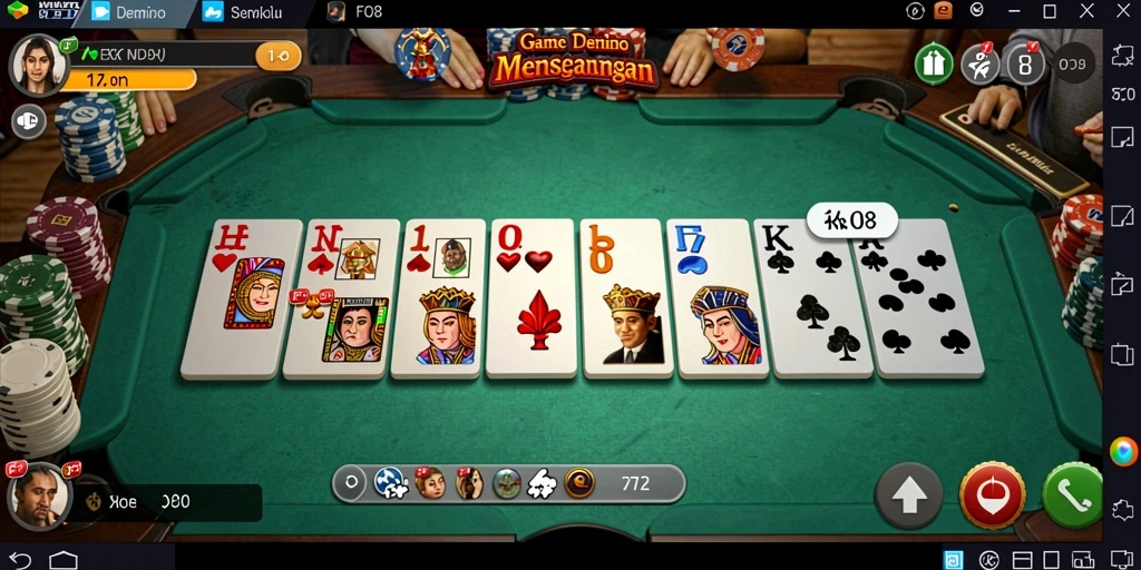 Tampilan utama gameplay FO8 yang menampilkan keseruan Domino.