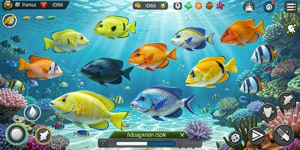 Tampilan gameplay seru dari ID66 yang menawarkan pengalaman Tembak Ikan.