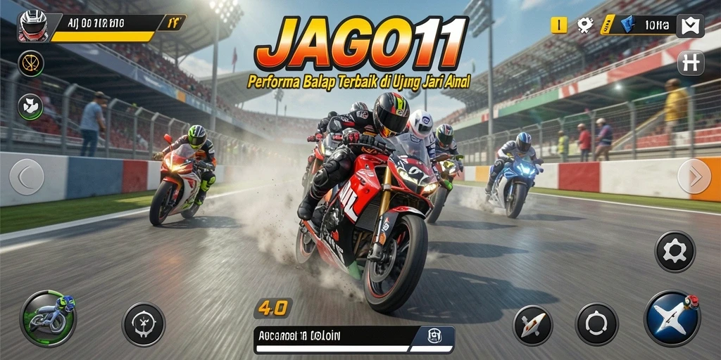 Tampilan gameplay JAGO11 yang seru dan mendebarkan saat balapan.