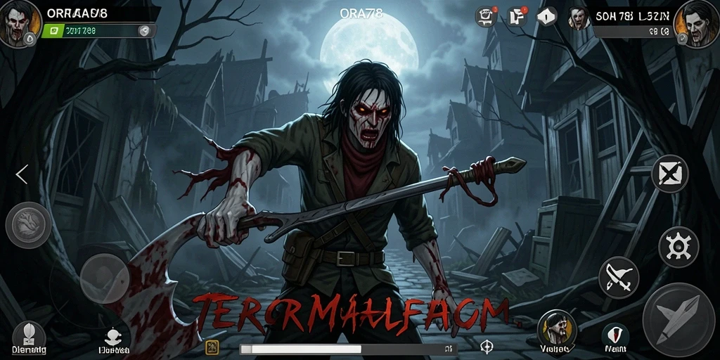 Screenshot gameplay ORA78 yang menampilkan suasana menyeramkan.