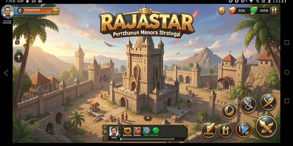 Tampilan gameplay RAJASTAR yang menampilkan menara pertahanan yang strategis.