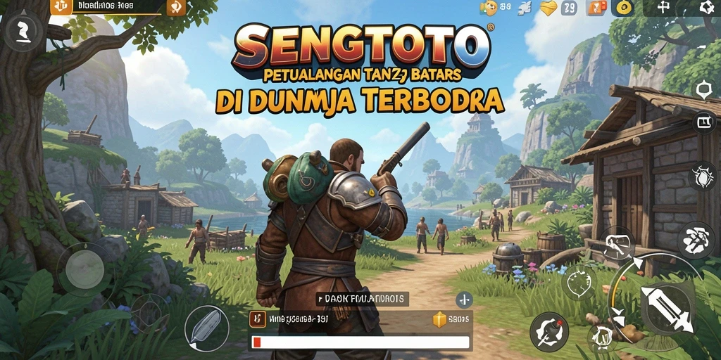 Screenshot gameplay SENGTOTO menampilkan petualangan di dunia terbuka.