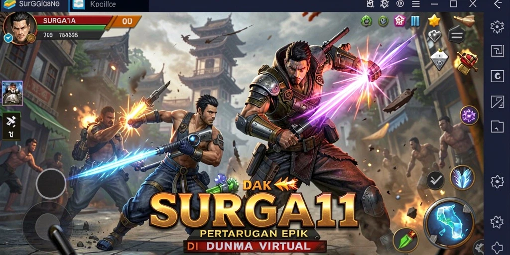 Gameplay SURGA11 dengan karakter yang beradu dalam pertarungan spektakuler.