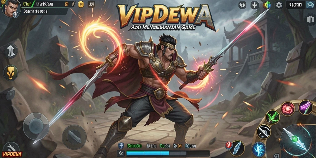 Tampilan gameplay mendebarkan dalam VIPDEWA yang penuh aksi.