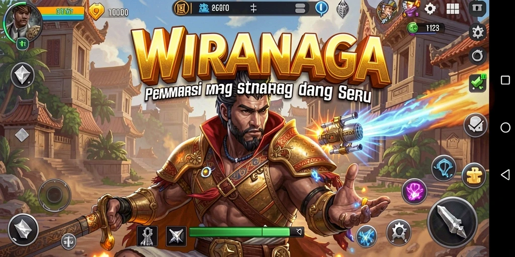 Tangkapan layar utama menunjukkan momen strategis dalam permainan WIRANAGA.